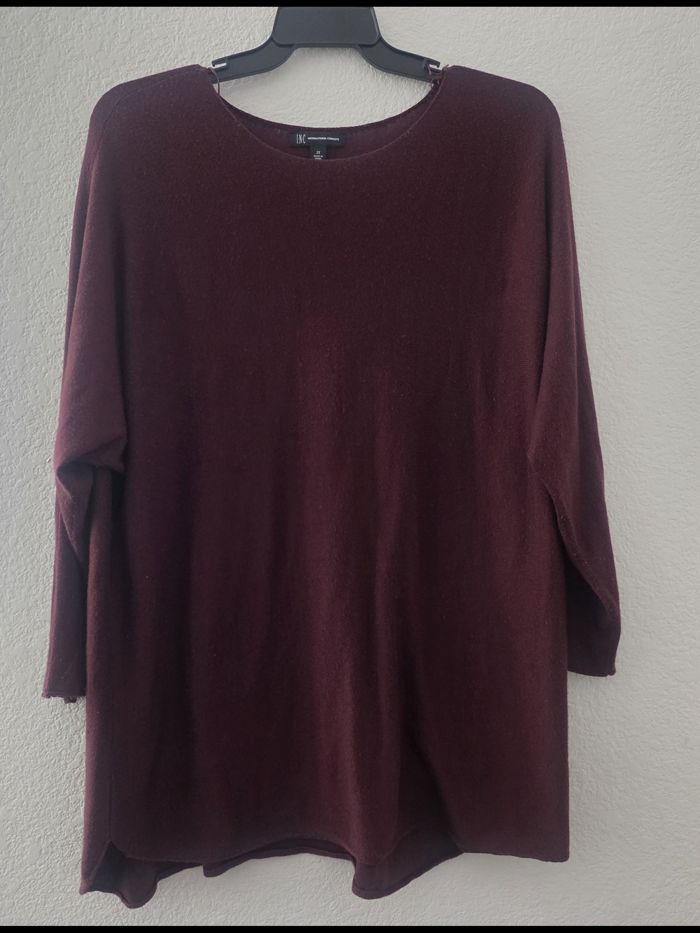 INC International Concepts Women's Dark Burgundy Scoop Neck Sweater